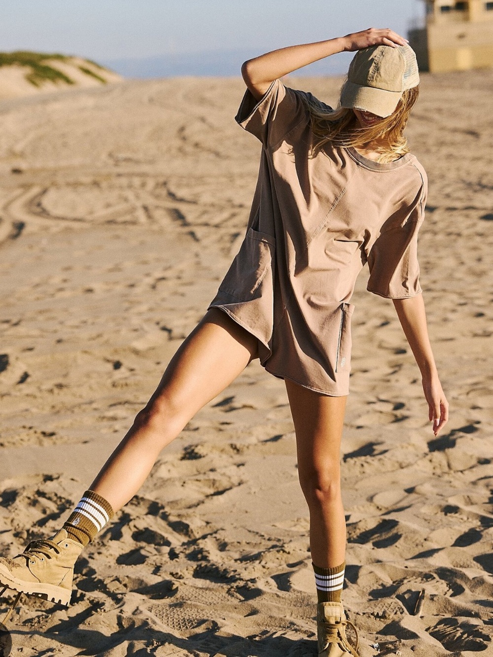 Free People hot tee Romper with Pocket Detail